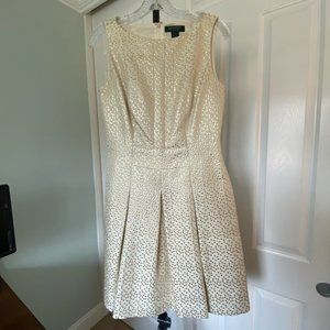 Ralph Lauren Sleeveless Gold/Cream Polka dot dress